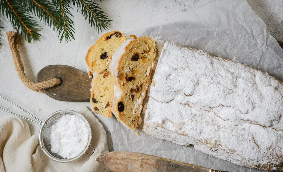 Stollen with evergreens
